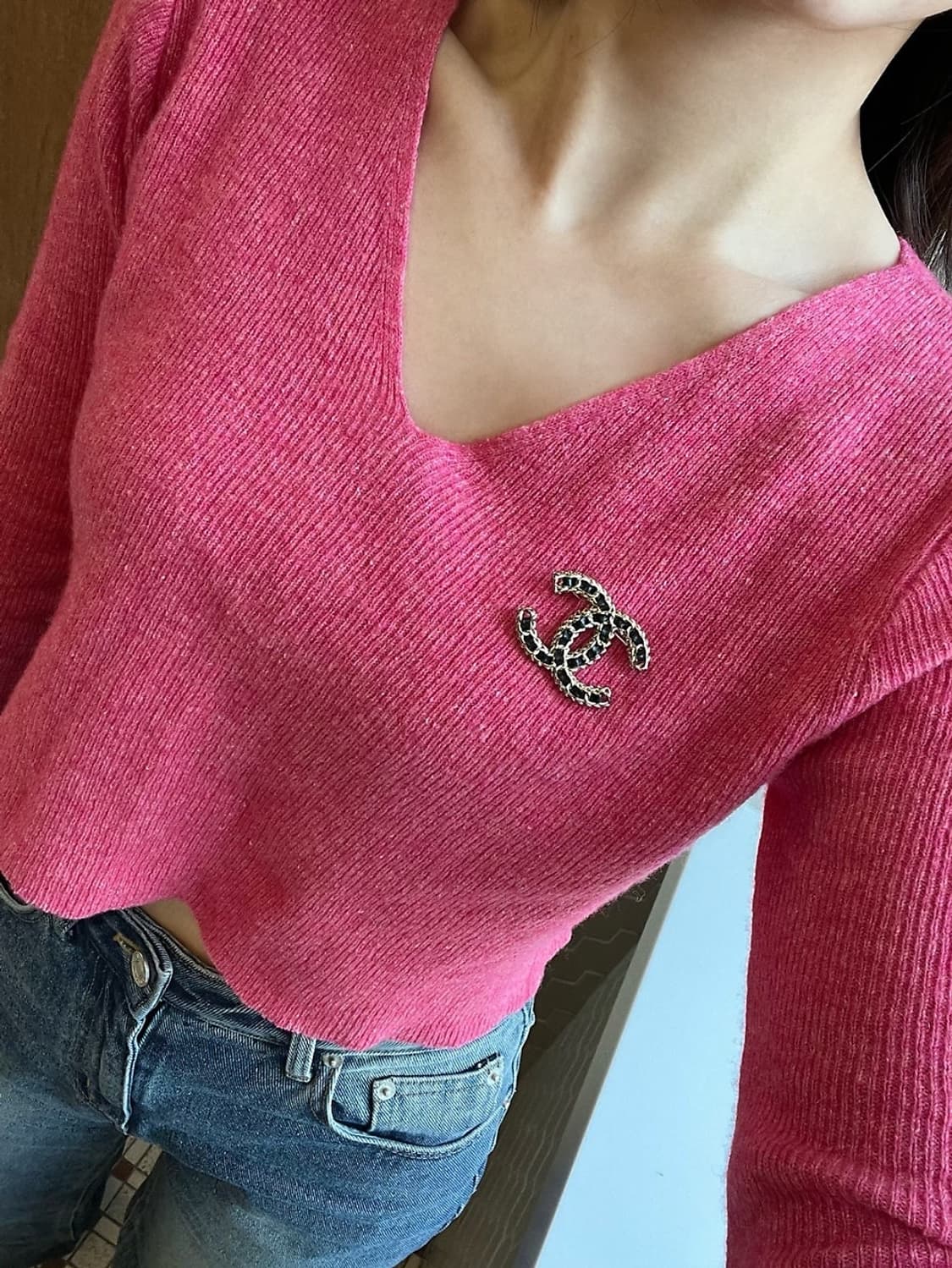 샤넬 정품 CC 체인 메탈 업사이클링 레더 브로치 상품이미지5