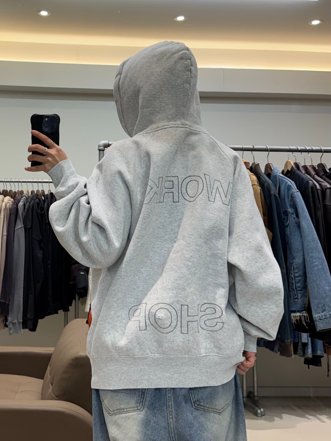 아워레가시 워크샵 후드 음양 프린트 오버다이드 카본 상품이미지7