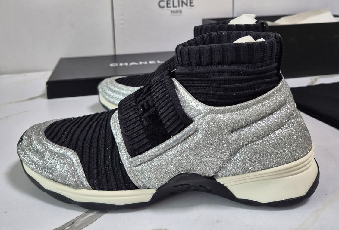 (정품) 샤넬 삭스 미드컷 글리터 스니커즈 35 상품이미지10