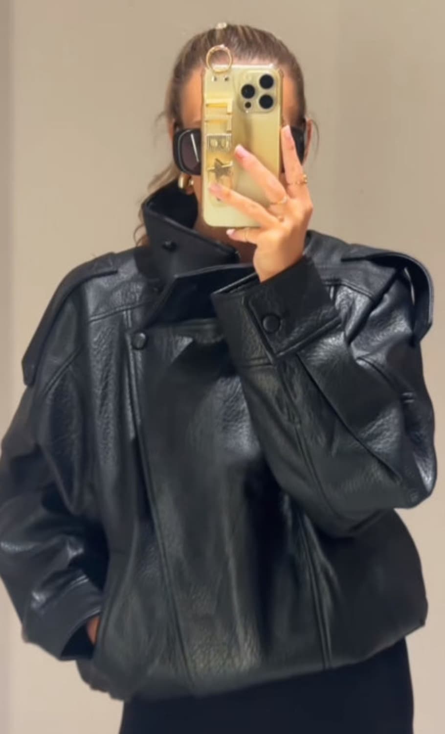 zara 자라 페이크 레더 점퍼 하이넥 가죽자켓 생로랑무드 상품이미지1