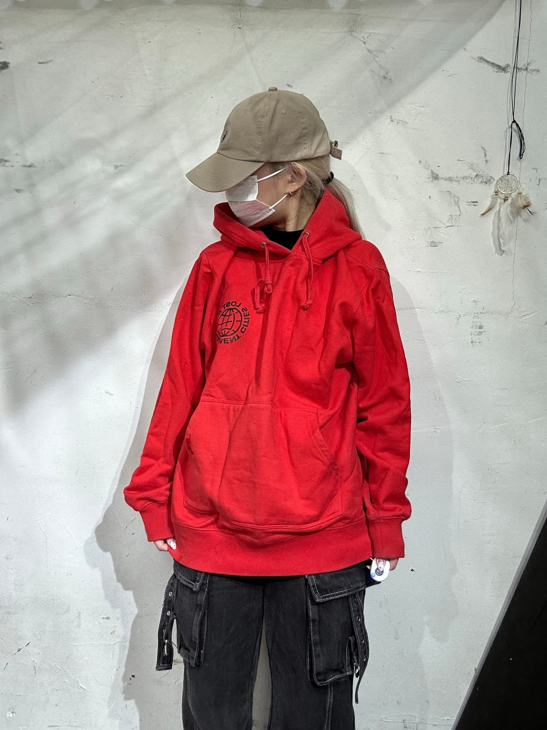 Lmc 레드 오버핏 빅 로고 후드티 M 상품이미지2