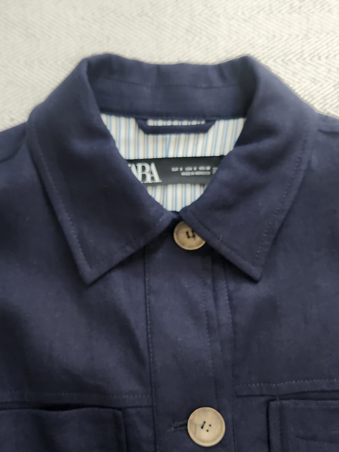 [S] 자라 네이비 크롭 셔츠 자켓 린넨혼방 상품이미지3