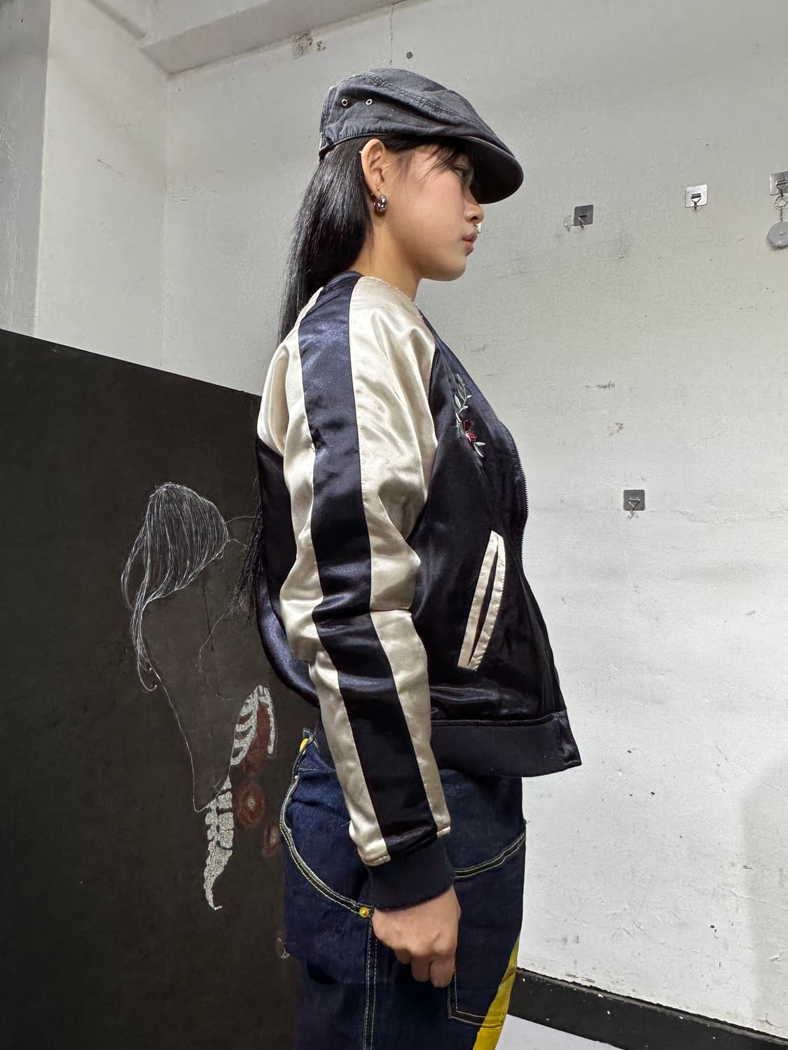 Jpn 일본빈티지 오리엔탈 네이비 카키 양면 스카잔 자켓 상품이미지5