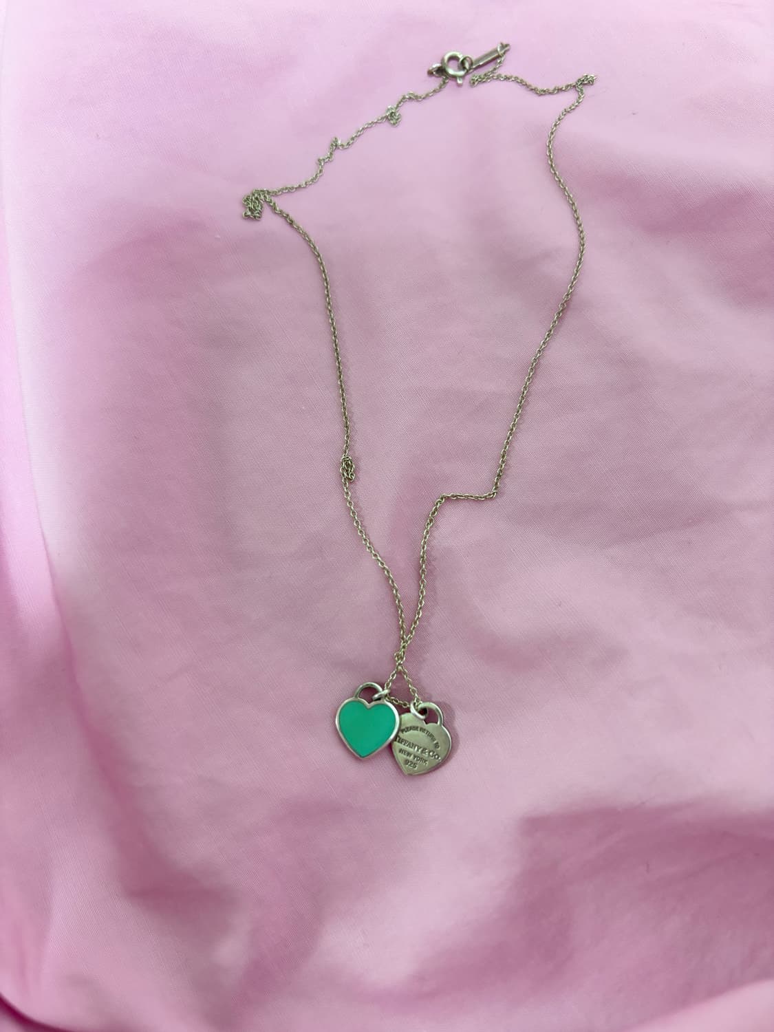 오늘만 이가격)티파니앤코 리턴투 더블 하트 네크리스 민트 상품이미지3