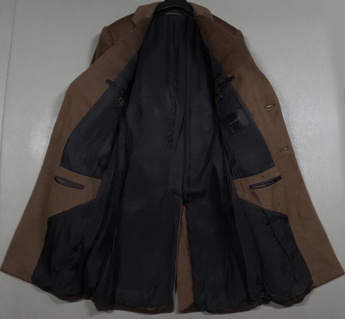 95) TIME 타임 옴므 캐시미어 울 싱글 버튼 코트 자켓 브라운 상품이미지3