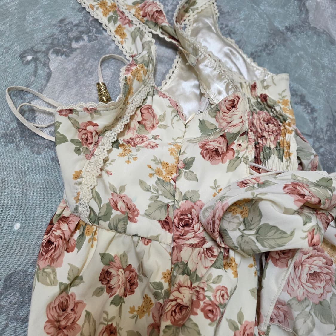 빈티지 리즈리사 히메카지 플로럴 원피스 멜빵 서스펜더 히메갸루 상품이미지5
