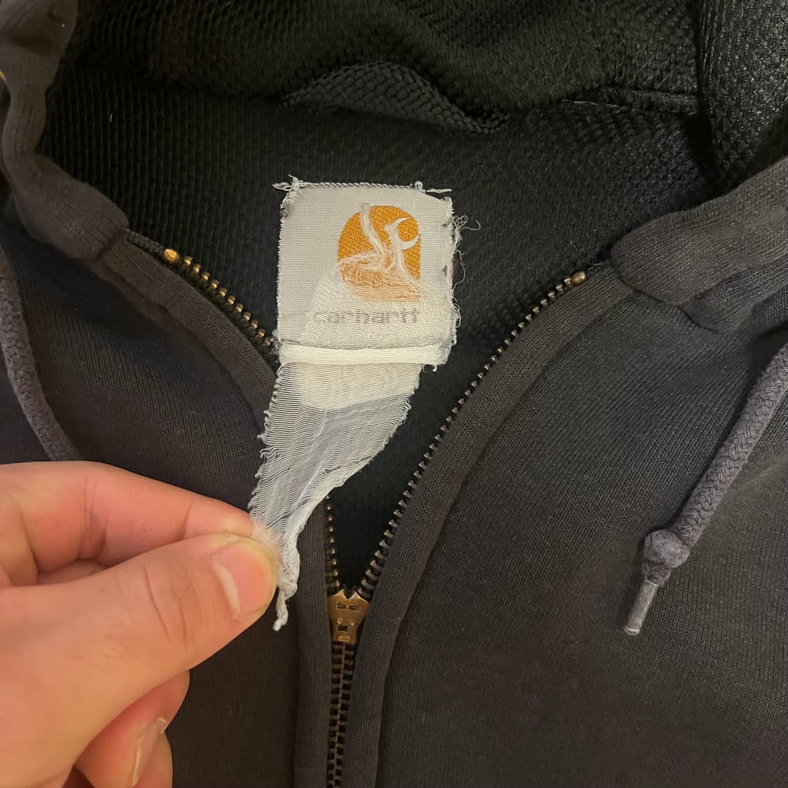 [XL] 00s 빈티지 칼하트 J149 써멀 후드집업 BLK 상품이미지3