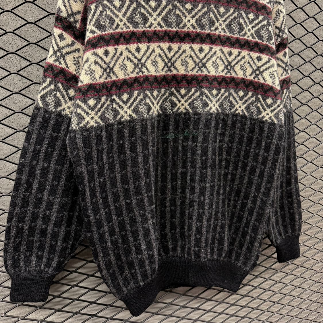 USA VINTAGE 페어아일 울니트 패턴 자수 디테일 멀티컬러 상품이미지5