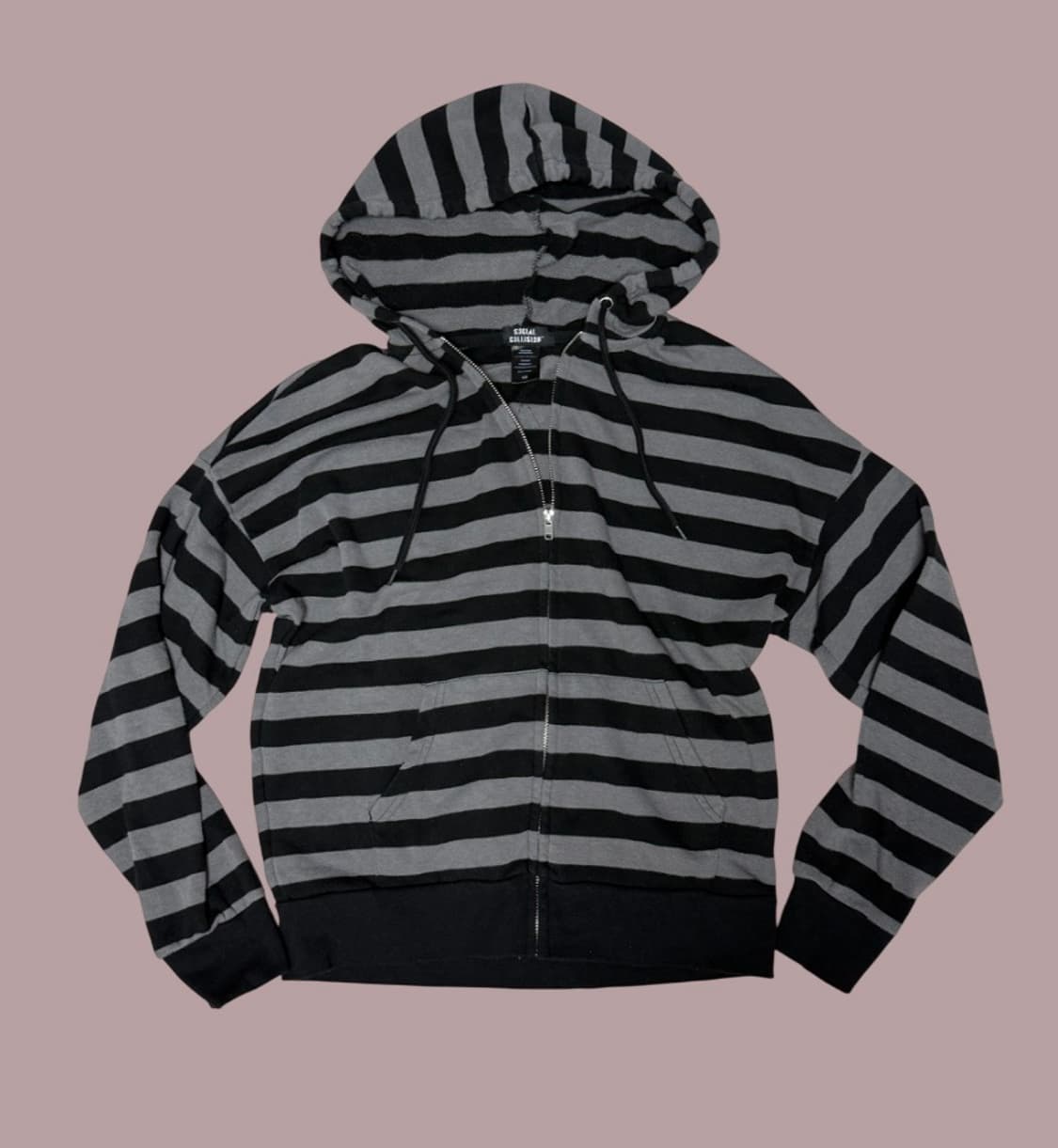 블랙+그레이 스트라이프 후드집업 상품이미지1