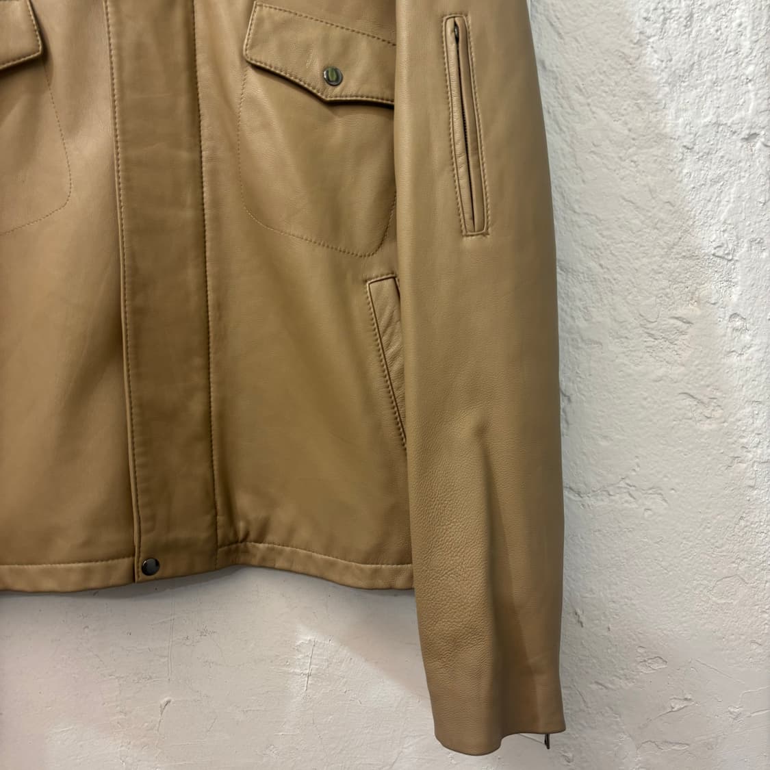 송지오 베이지 브라운 램스킨 레더 자켓 54 XL 상품이미지6