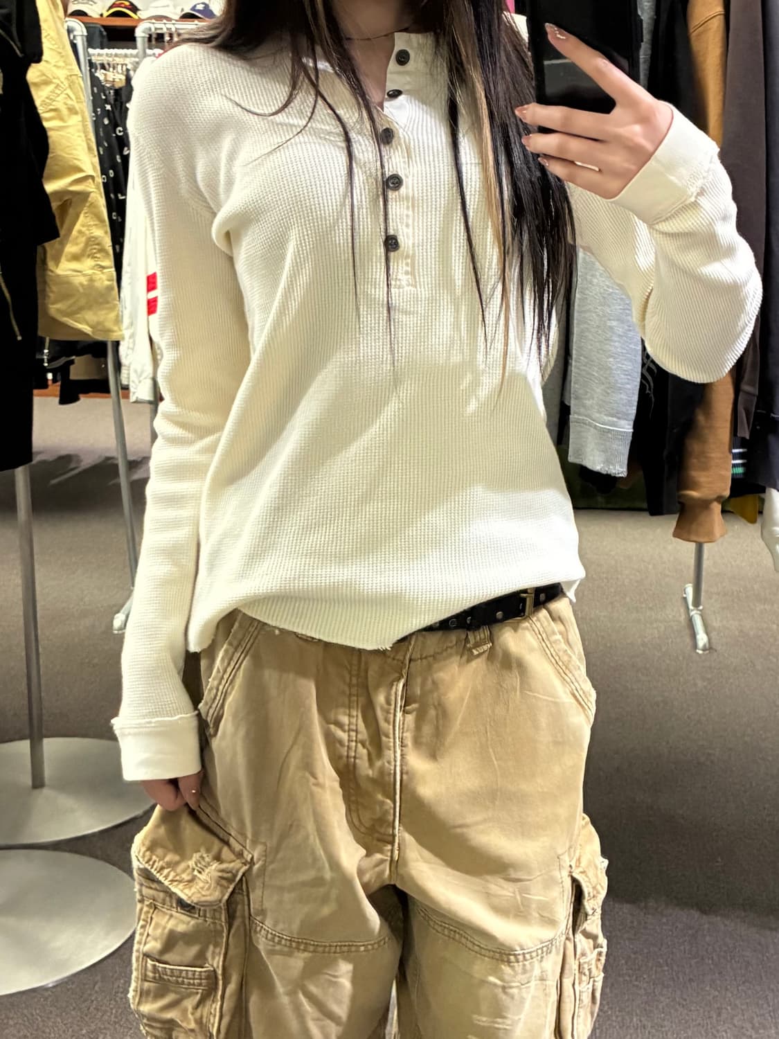 L)Hamnett 빈티지 여성 와플 롱슬리브(이염) 상품이미지2