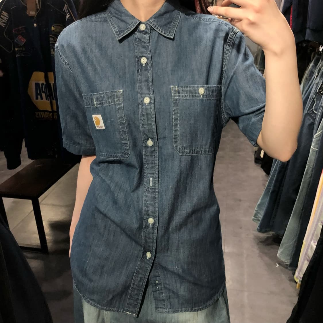 [IM] Carhartt 칼하트 반팔 데님 셔츠 중청 상품이미지4