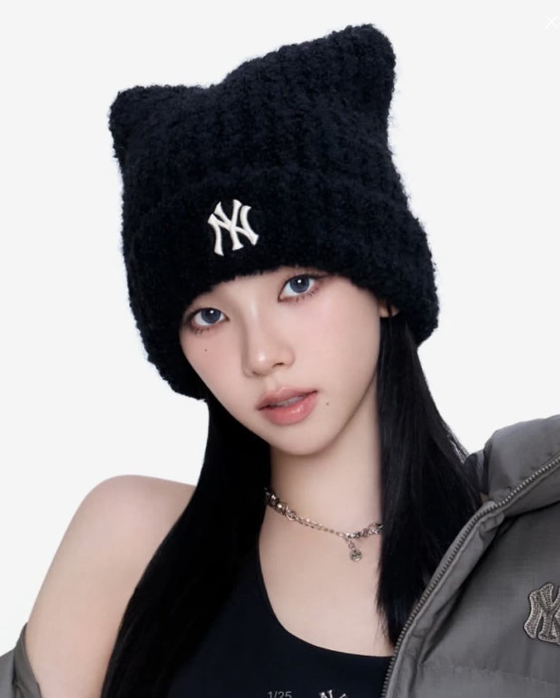 Mlb 카리나 플러시 미야옹 비니 블랙 상품이미지1