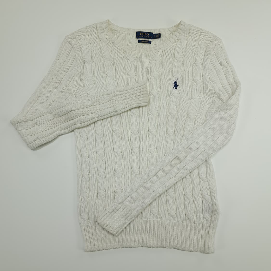 CN747W S 폴로 랄프로렌 화이트 라운드 케이블 긴팔 니트 스웨터 상품이미지2
