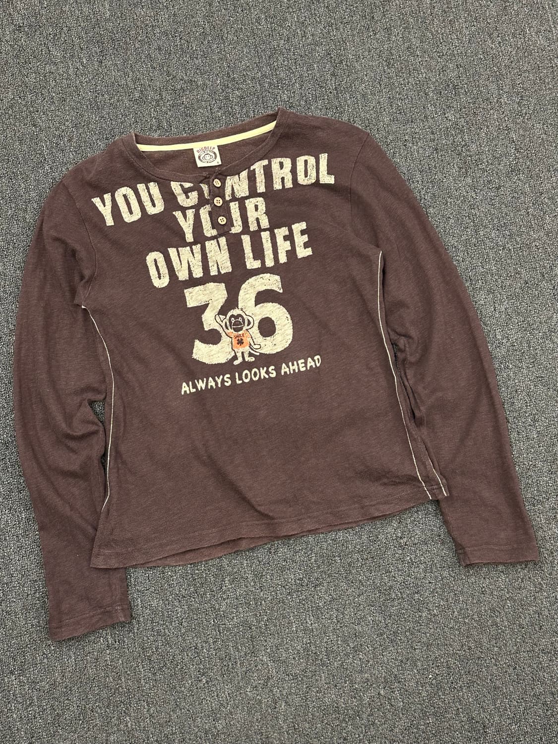 S)DIGDEEP 빈티지 브라운 버튼넥 롱슬리브 상품이미지1