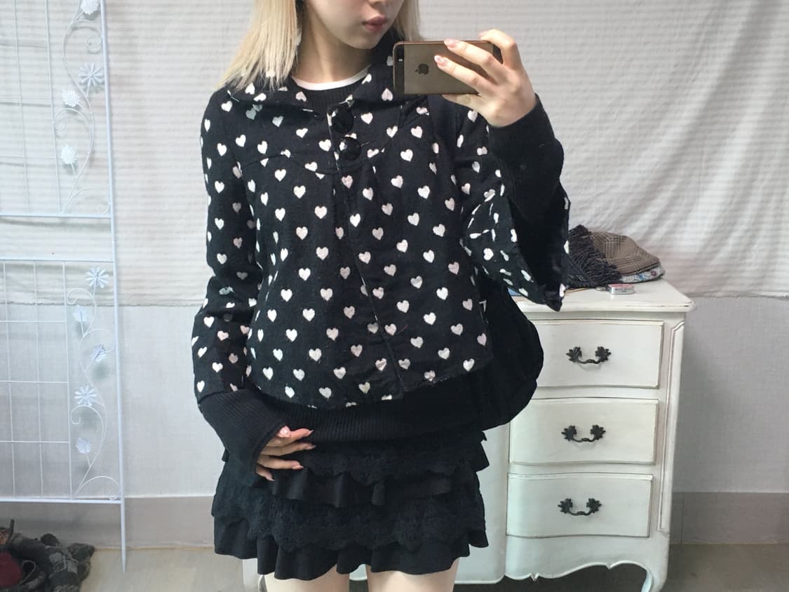 jpn vintage black heart collar jacket 상품이미지5