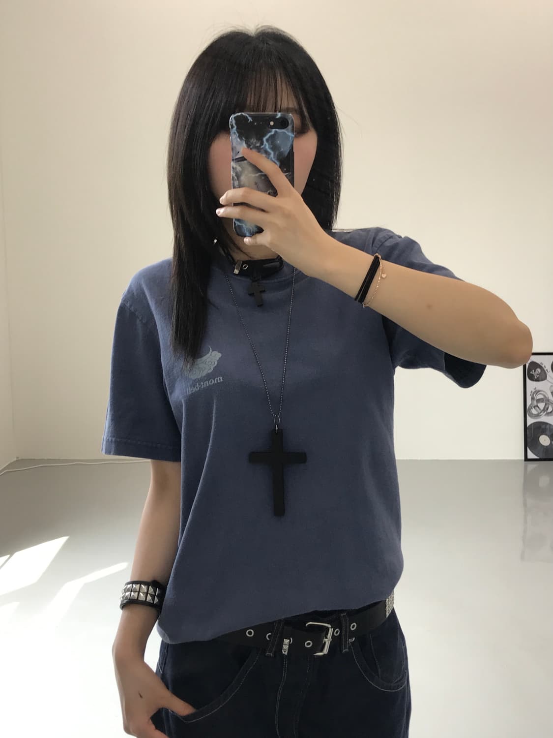 몽벨 네이비 프린팅 반팔 상품이미지1