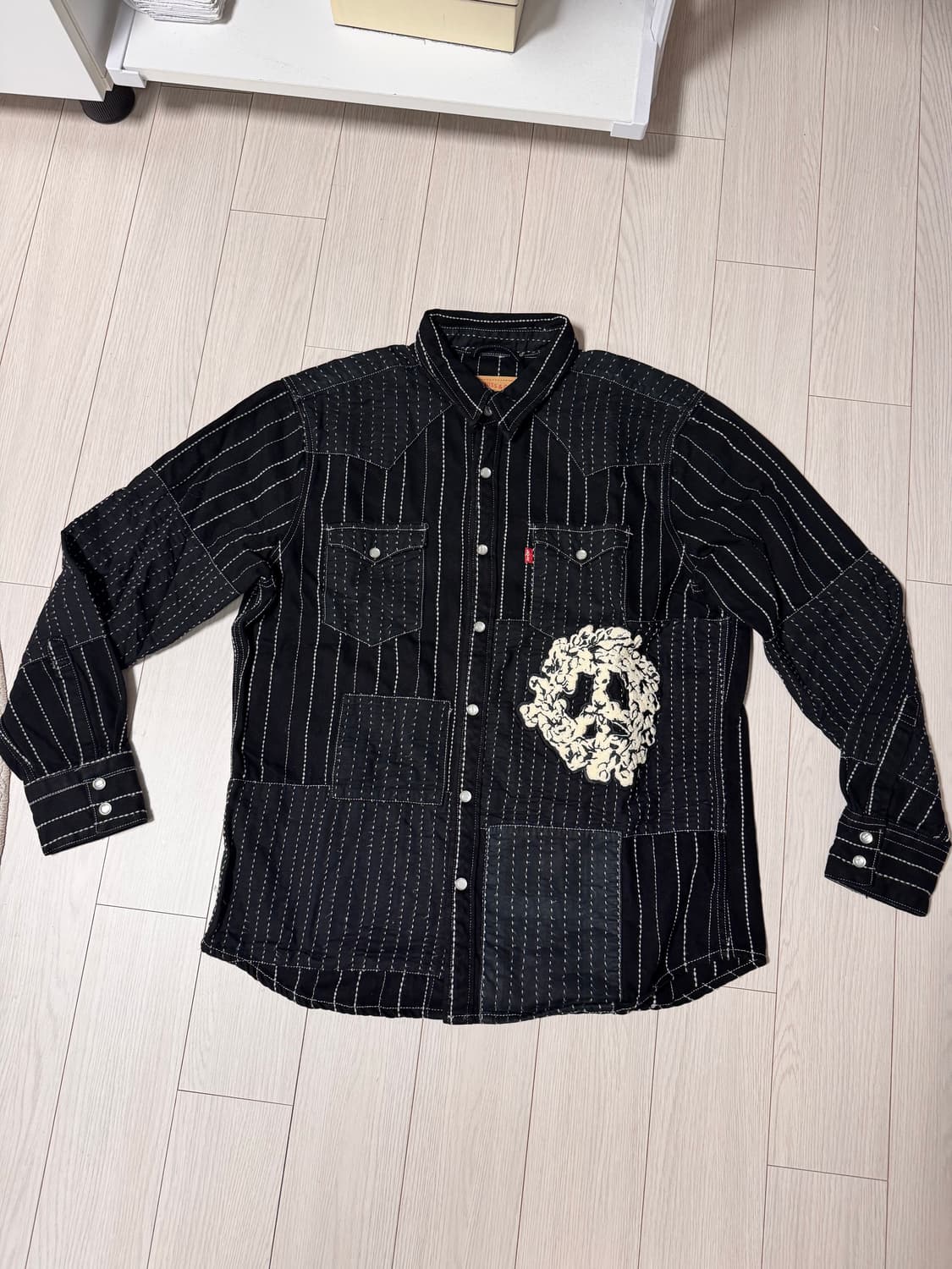 데님 티어스 피스 패치워크 웨스턴 셔츠 L사이즈 상품이미지1