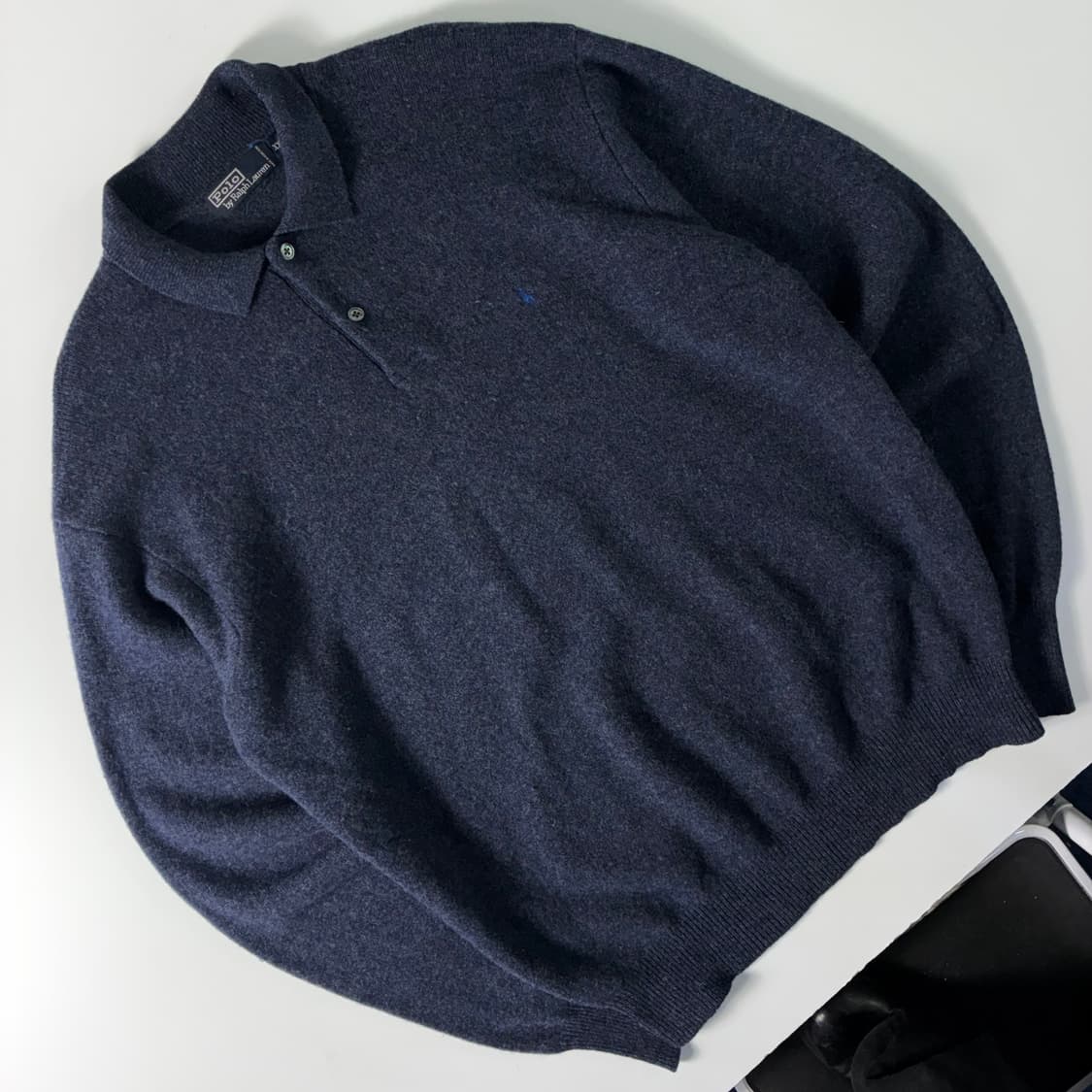 Polo  폴로 랄프로렌 자수 램스울 네이비 카라 니트  상품이미지2