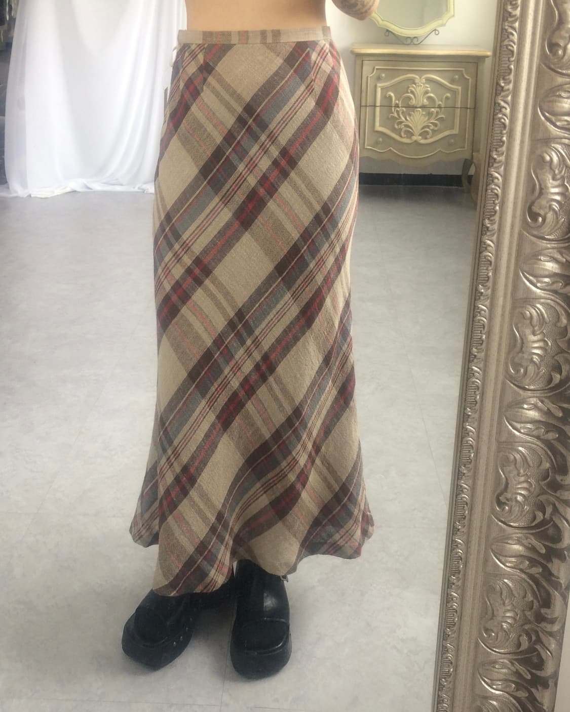 Check pattern long skirt 상품이미지5