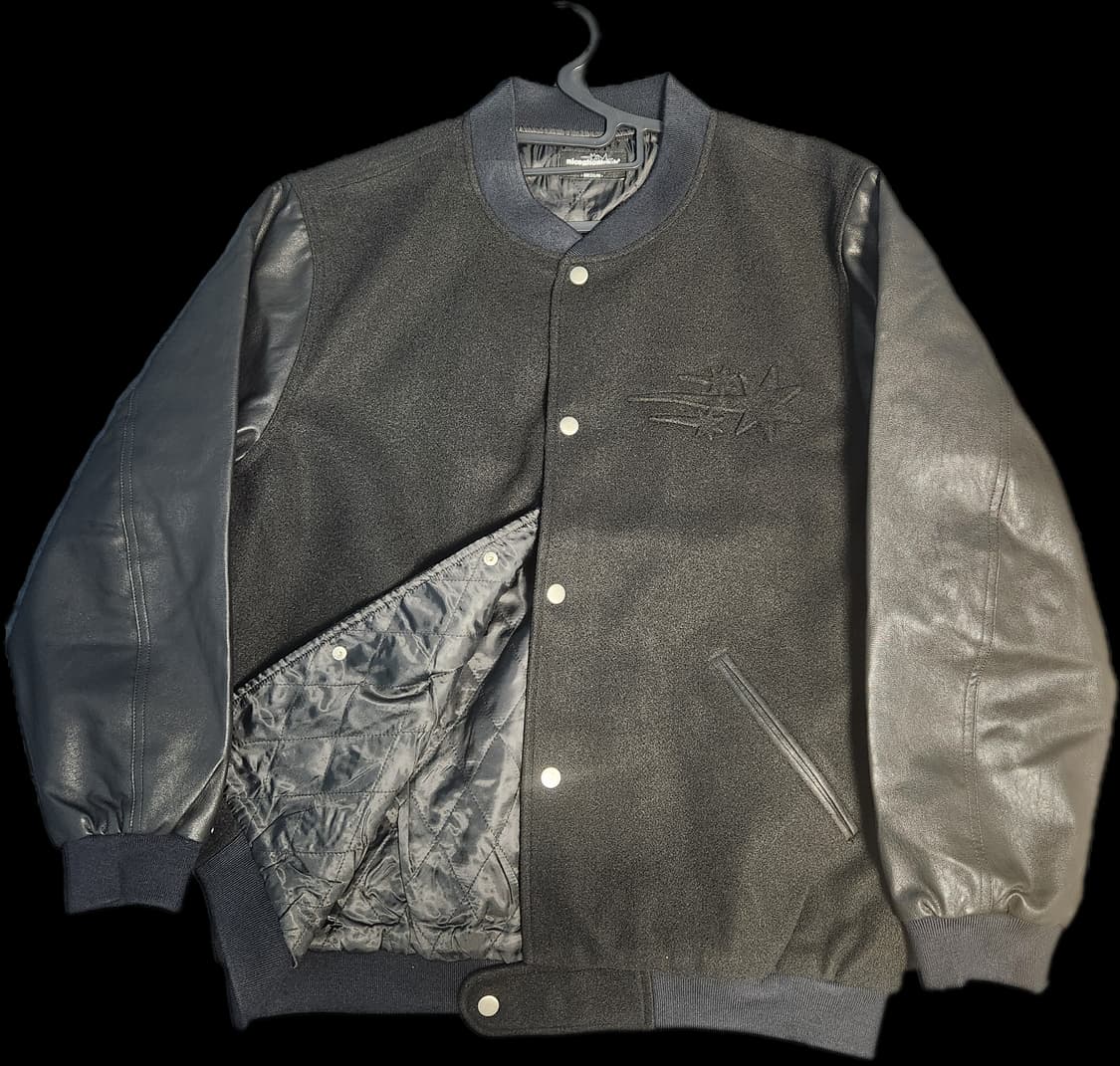 나이스고스트클럽 엠보싱 로고 울 가죽 바시티 재킷M 상품이미지1