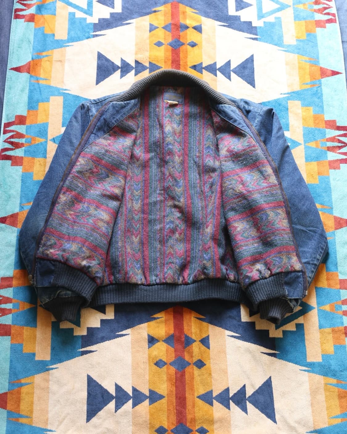 오시코시 70~80s 아즈텍 라이닝 데님 봄버자켓 상품이미지1