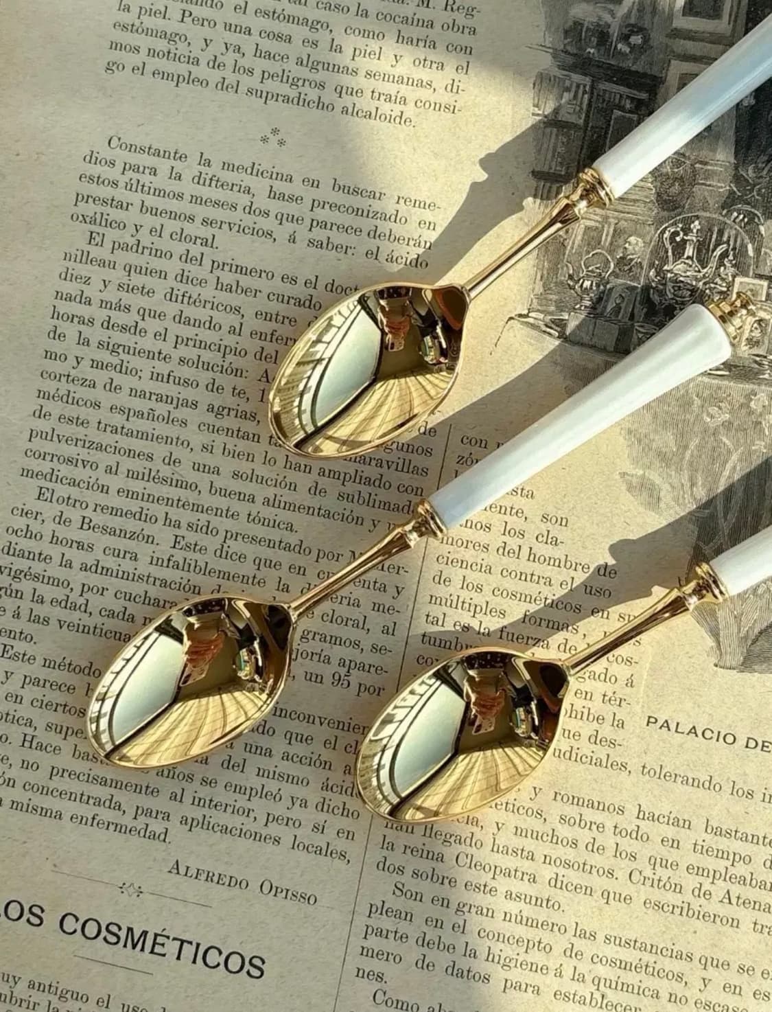 일본 골드플레이트 포셀린핸들 티스푼세트 상품이미지2