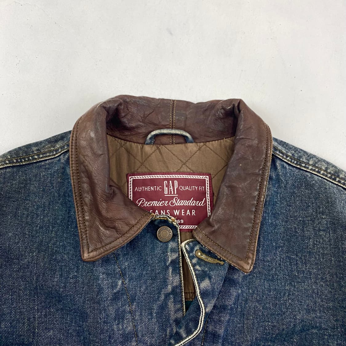 90s 갭 빈티지 레더 카라 포켓 데님 트러커 자켓 (105) 상품이미지5
