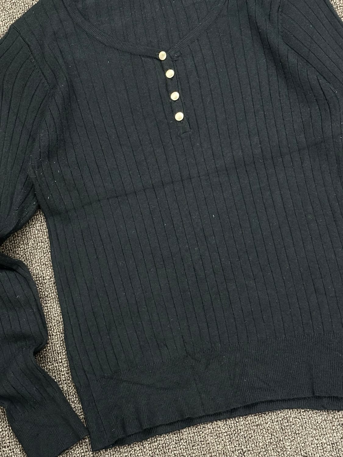 OS)Japanese vintage 여성 v넥 버튼 골지 롱슬리브 상품이미지2