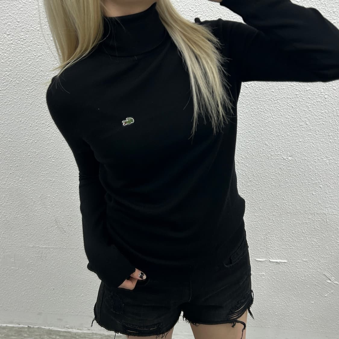 라코스테 미니로고 블랙 터틀넥 니트 36 상품이미지1