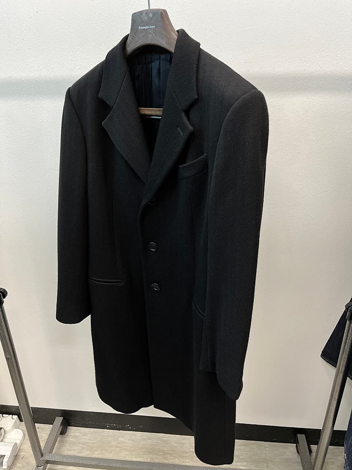 95-100) 알마니꼴레지오니 블랙 헤링본 울코트  상품이미지1