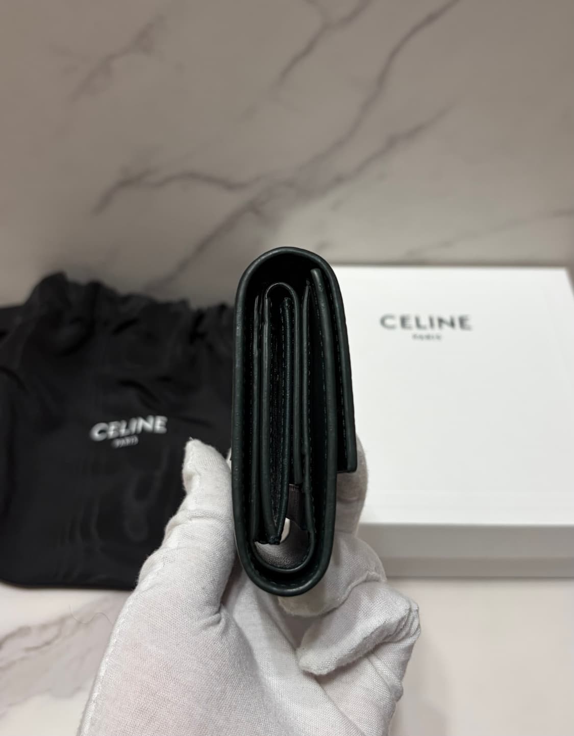 [정품] S급 셀린느 트라이폴드 중지갑 올리브 상품이미지5