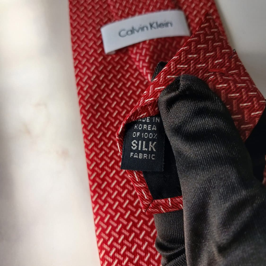 캘빈클라인 실크 레드 패턴 넥타이 10cm A+~A등급 E917 상품이미지9