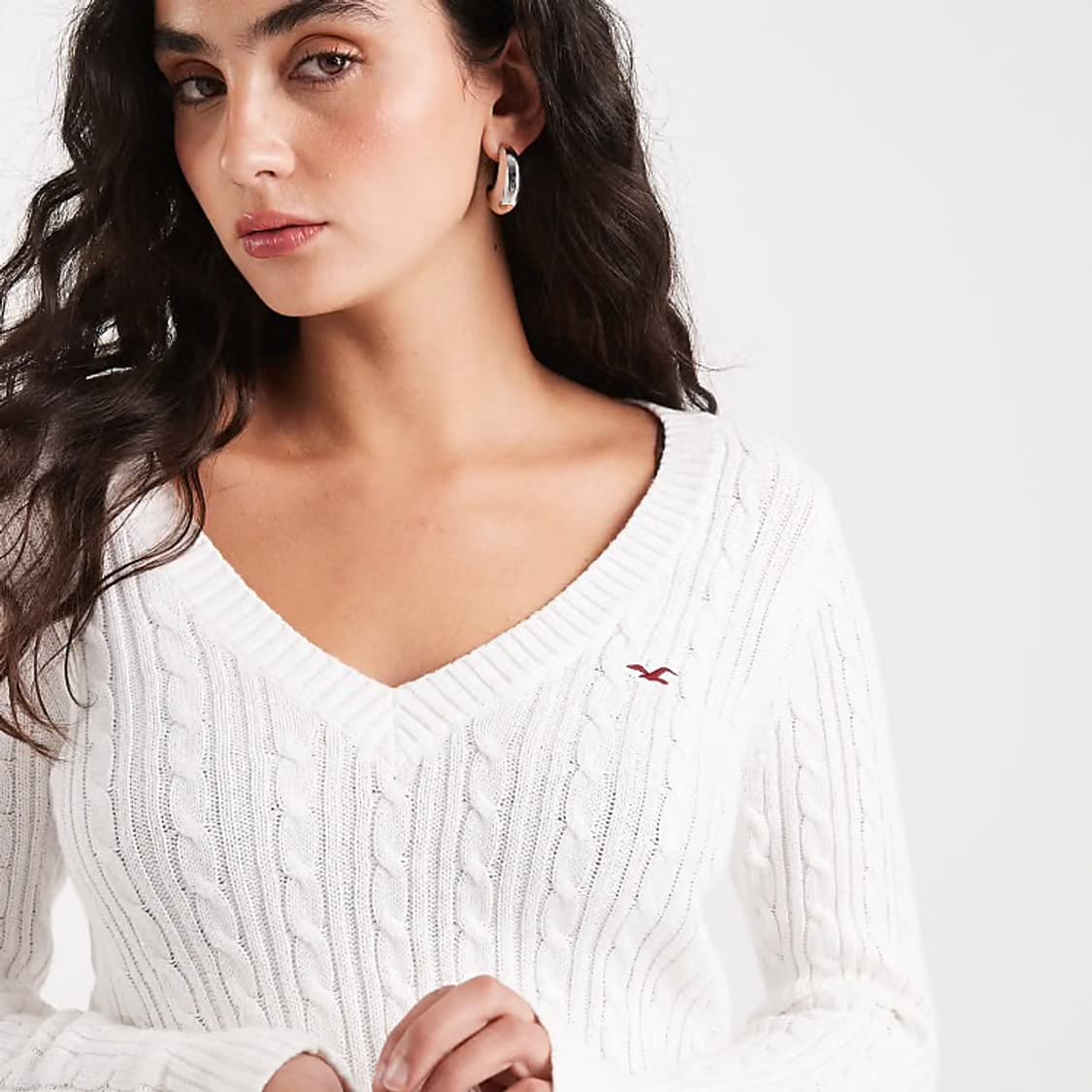 Holister 홀리스터 꽈배기 브이넥 니트S  상품이미지2