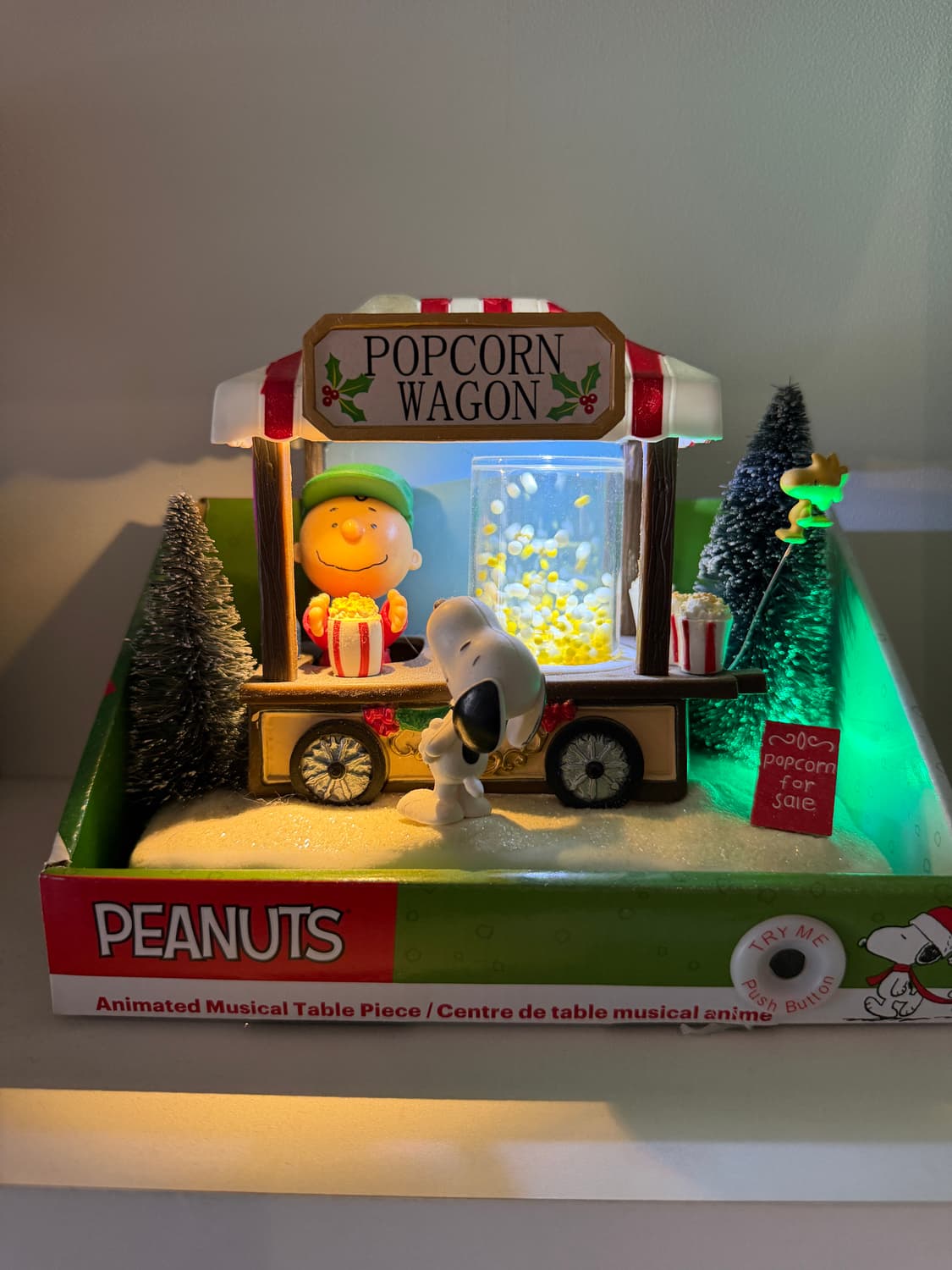 피너츠(Peanuts) 팝콘 웨건 LED 뮤지컬 테이블 피스 상품이미지1