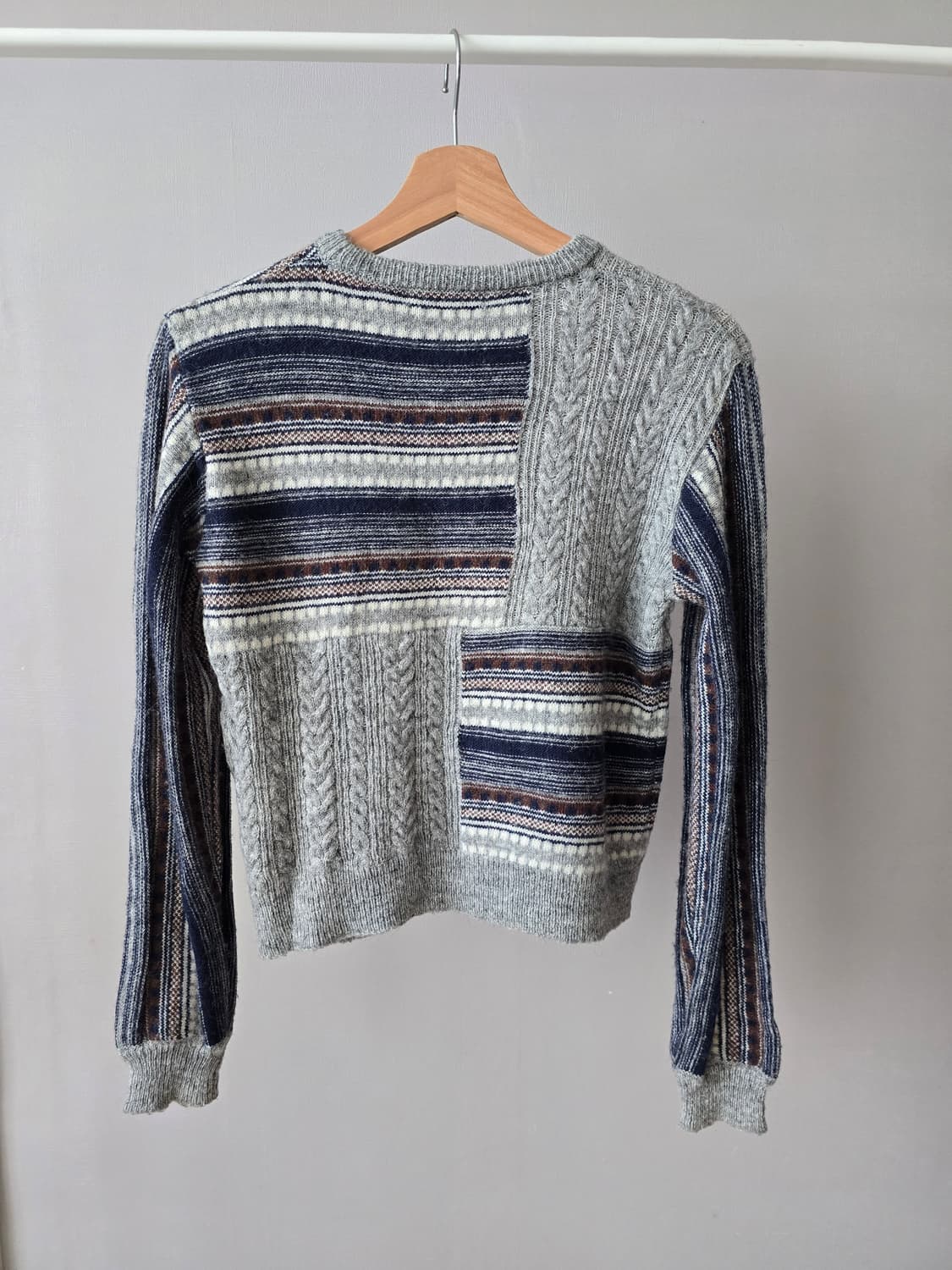 패치워크 케이블 울 니트 상품이미지4