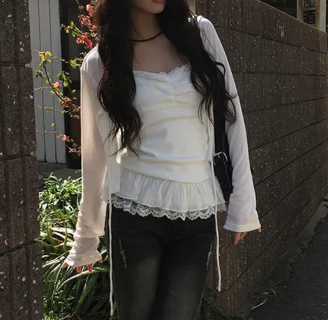 베럴 레이스 레이어드 나시 가디건 세트 아이보리 상품이미지1