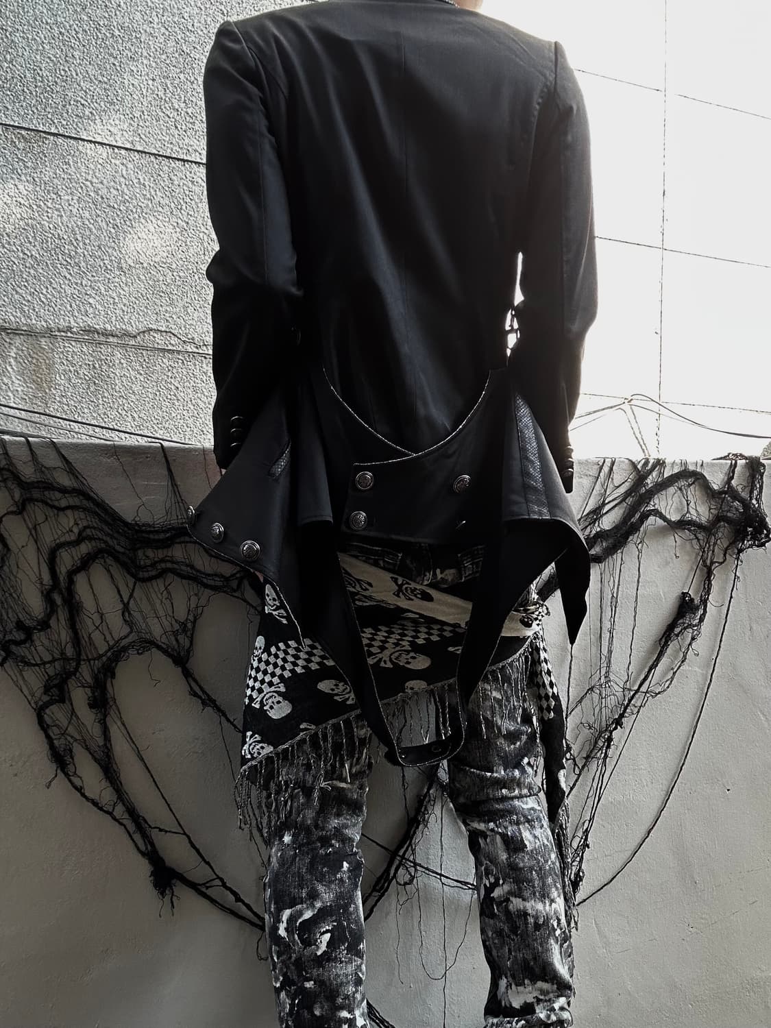 *rare design* VTG v-kei 디테일 블랙 펑크 자켓 상품이미지1