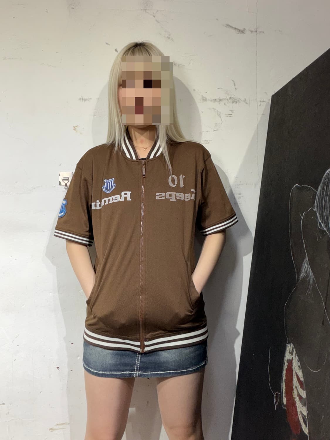 JPN 일본빈티지 keeps 브라운 와투케 레터링 져지 트랙탑 M 상품이미지3