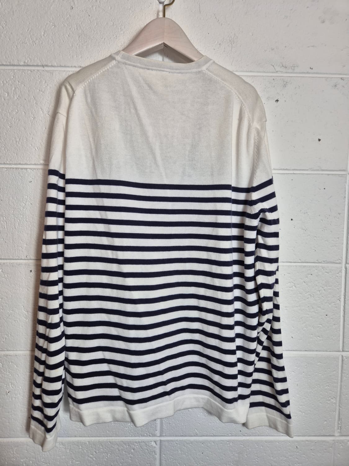 4) 라코스테 스트라이프 가디건 화이트 네이비 100 상품이미지4