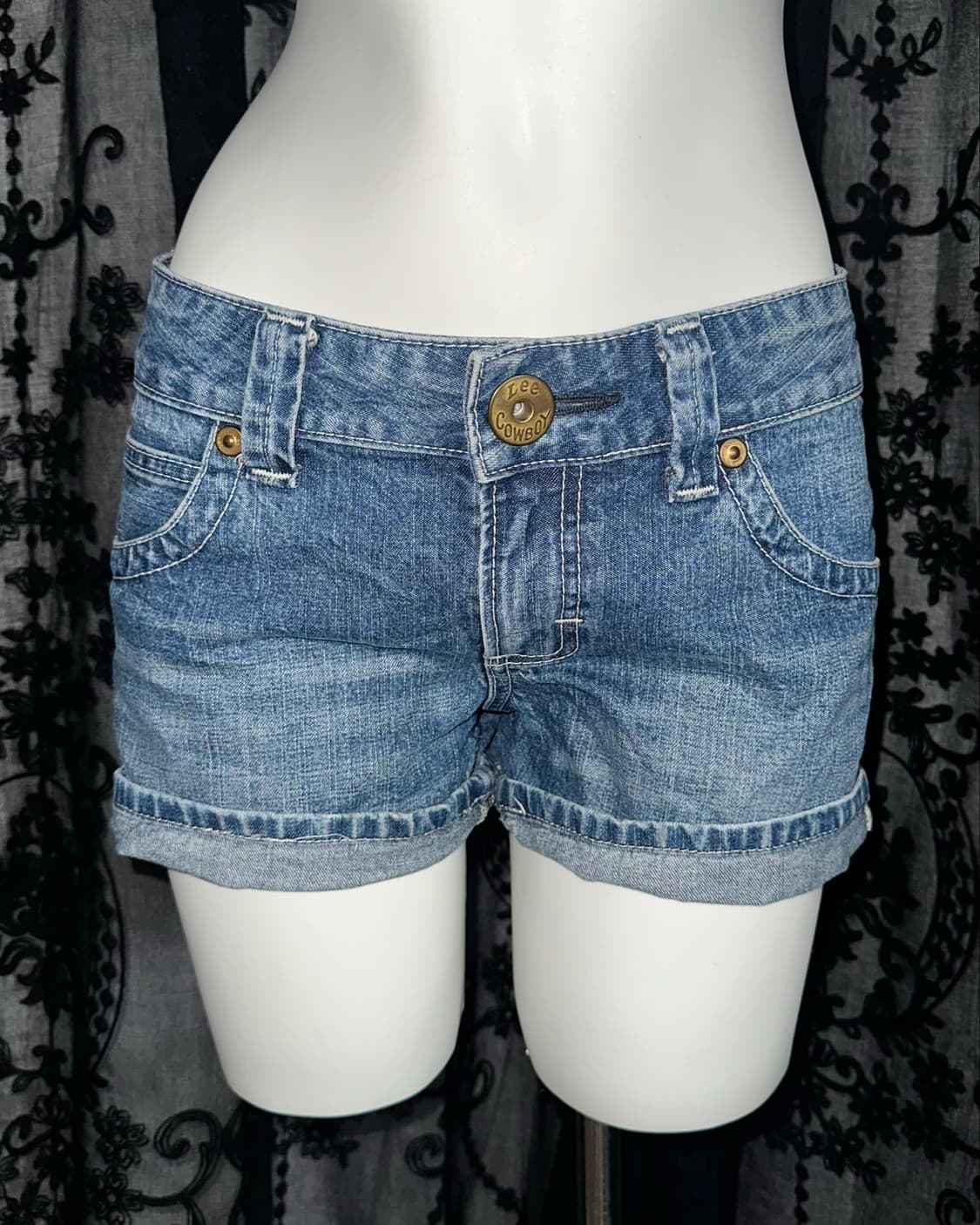 blue denim cuffed shorts 상품이미지4