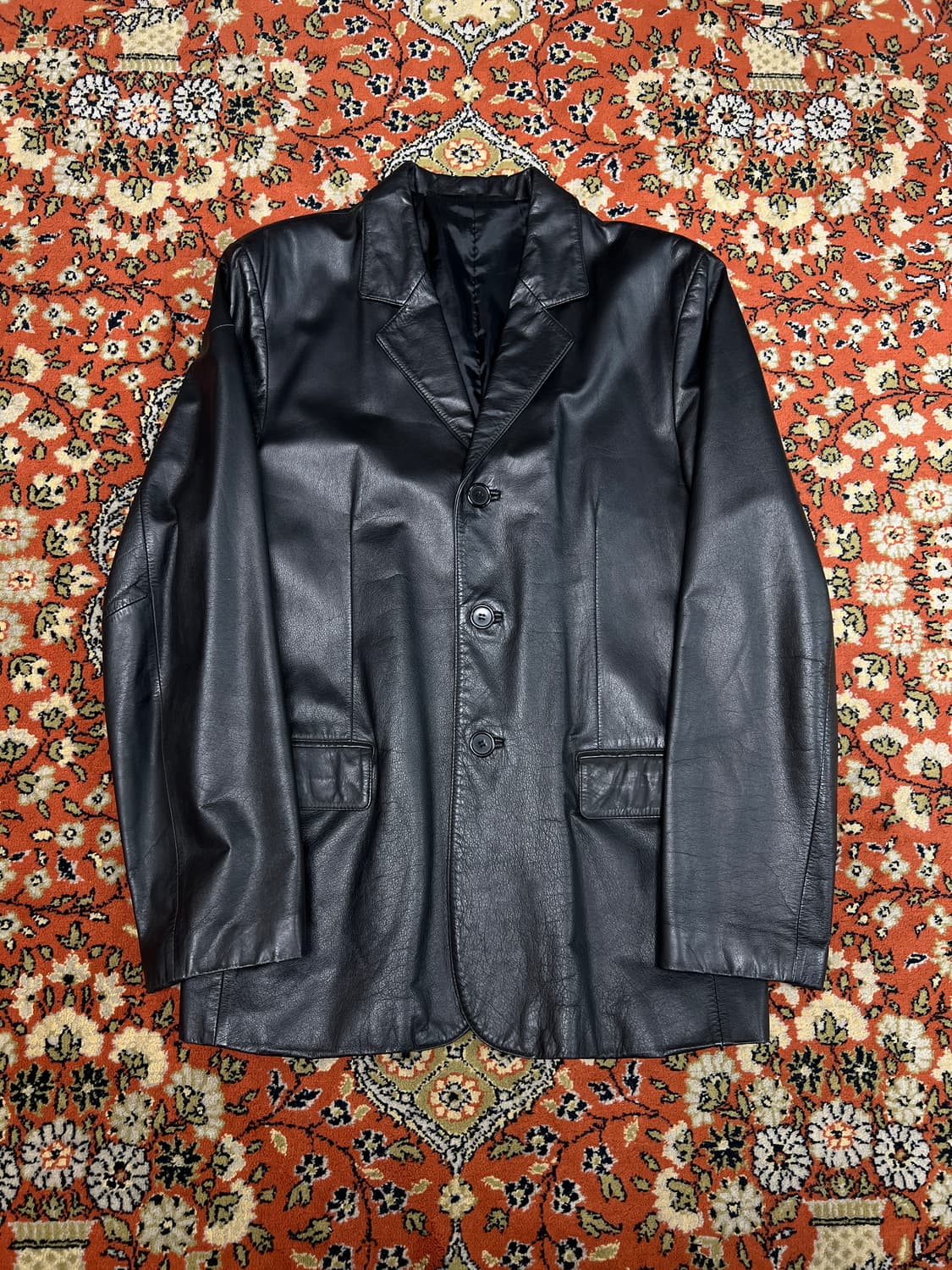 [착용샷 100] 빈티지 소가죽 블레이저 가죽자켓 상품이미지1