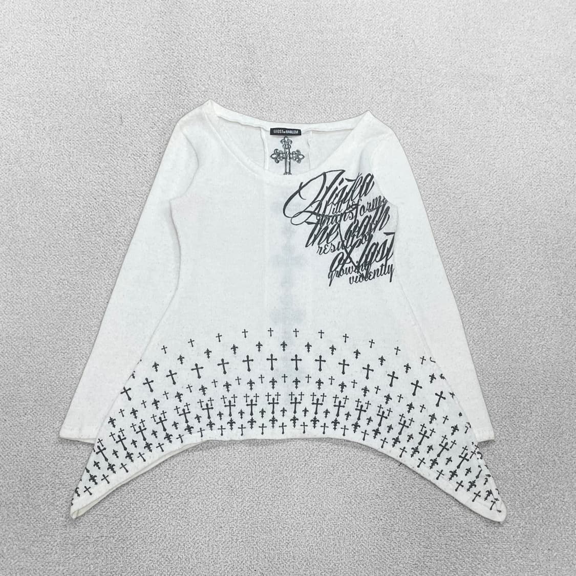 고스트 오브 할렘 y2k 펑크 비대칭 롱슬리브 화이트 상품이미지1
