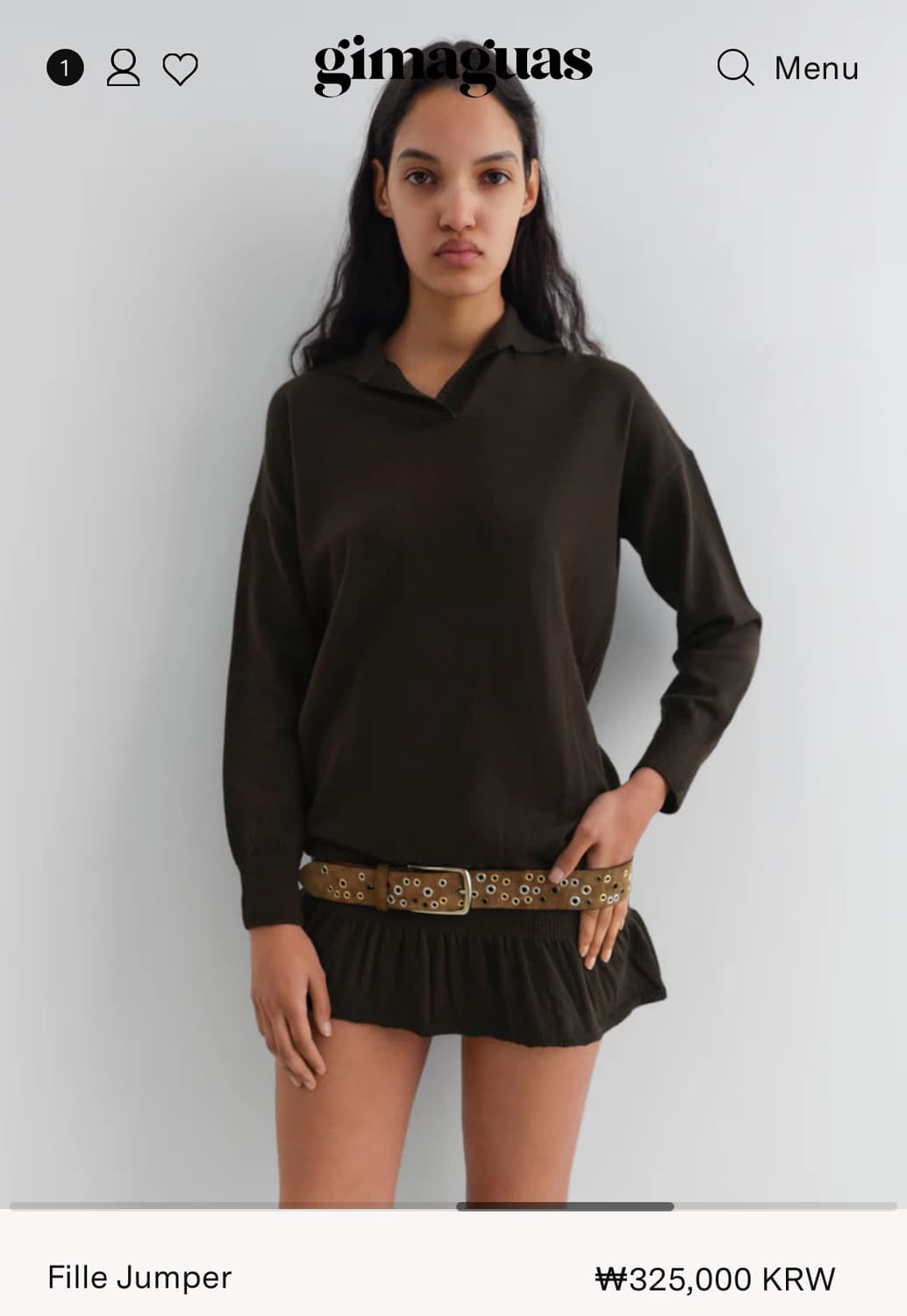 [S,M]기마구아스 Fille 러플 니트 원피스/브라운 상품이미지6