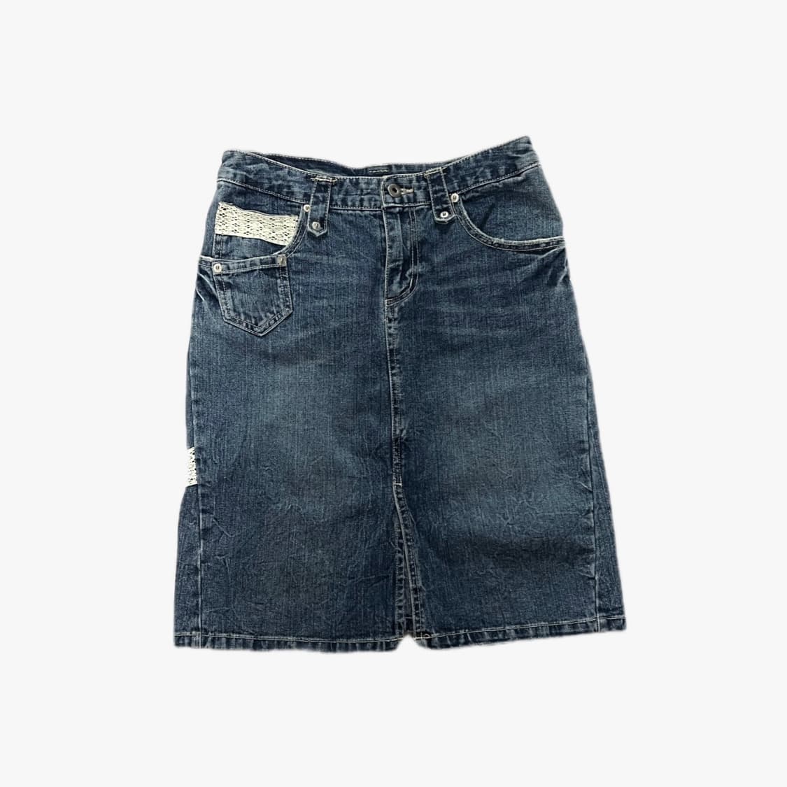 빈티지 레이스 데님 미디 스커트 상품이미지2