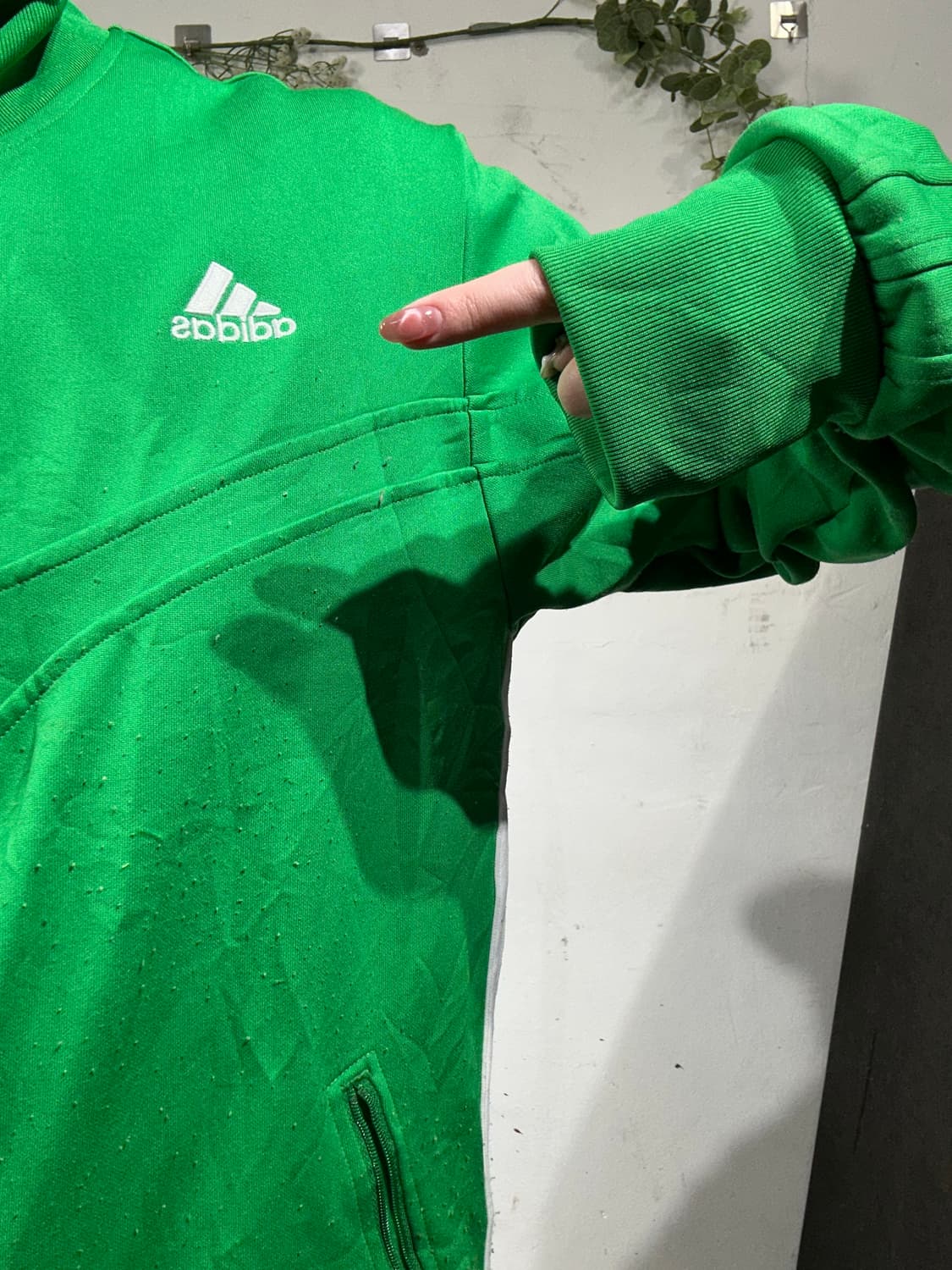 아디다스 그린 빅 로고 오버핏 트랙탑 져지 L 상품이미지4