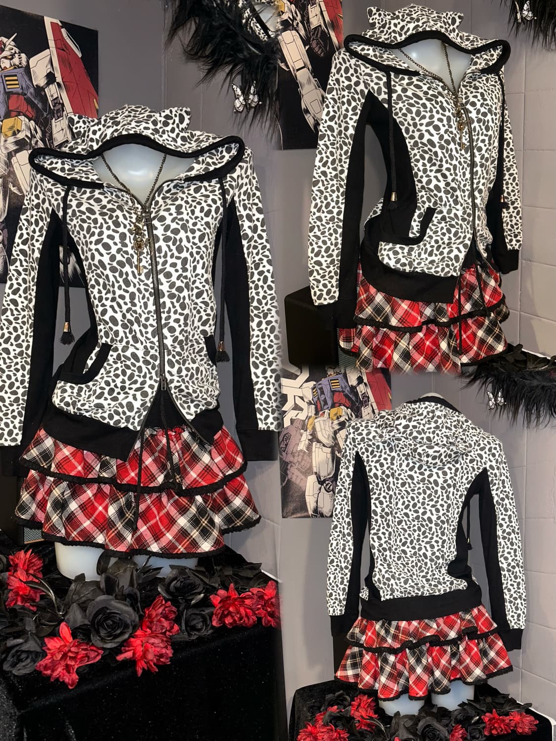 Joky Gal 네코미미 호피 투웨이 후드집업 갸루y2k펑크 상품이미지2