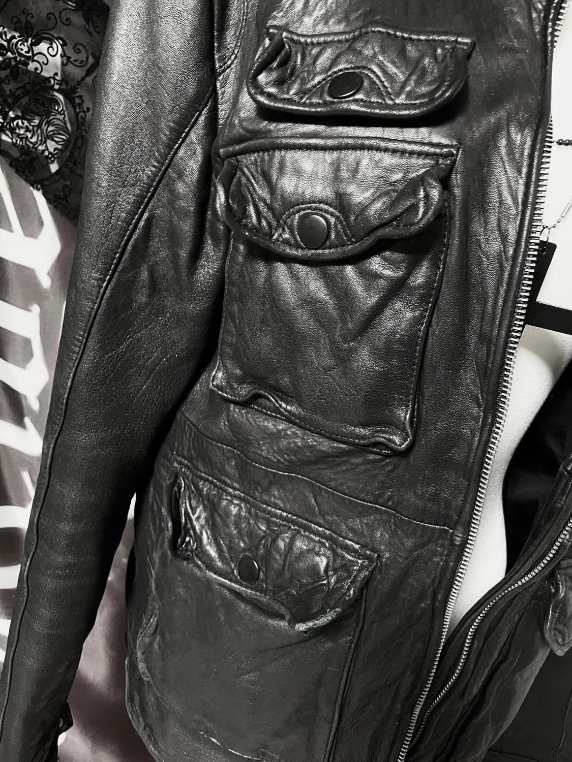 ITALY Sheepskin 벨티드포켓레더자켓 양가죽디올에디슬리먼st 상품이미지7