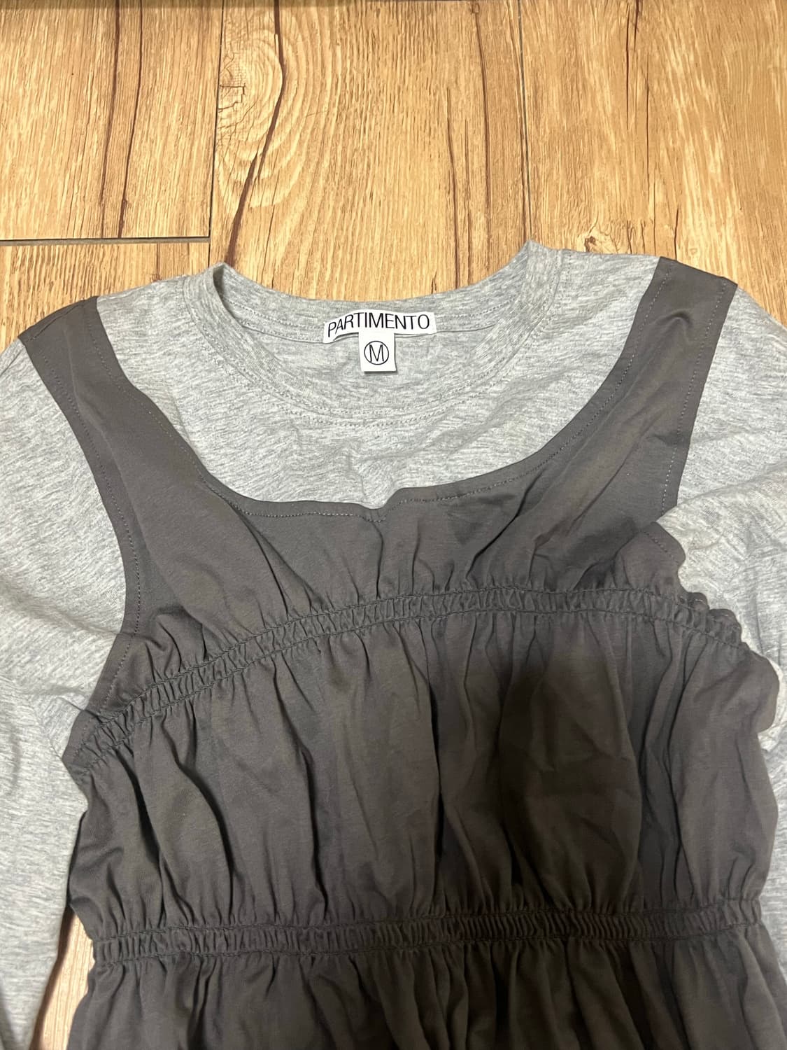 파르티멘토 우먼 올인원 스모크드 롱슬리브 탑_멜란지 상품이미지2