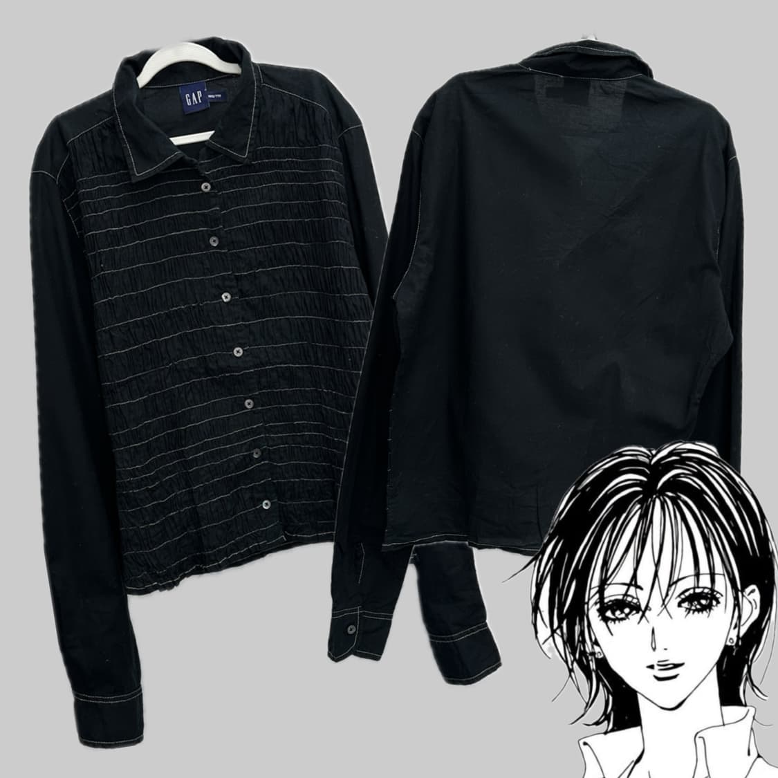 🎸나나깔 재팬 Gap 스티치 셔츠 🎸고스로리 펑크 락시크 블랙 그런지 상품이미지1